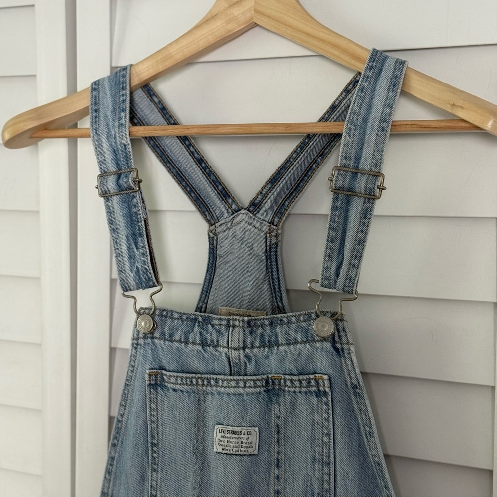 Levi Strauss distressed denim overalls purchased at Anthro - Picture 13 of 15